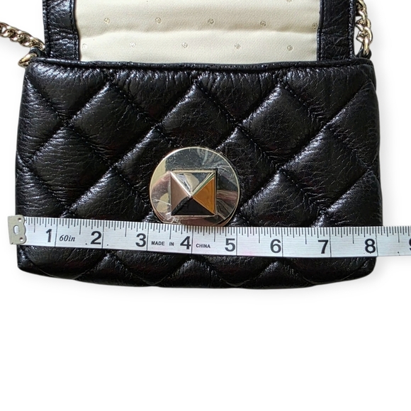 Kate Spade Gold Coast Quilted Leather Purse – Turn Lock Chain Bag, Black - Picture 13 of 16